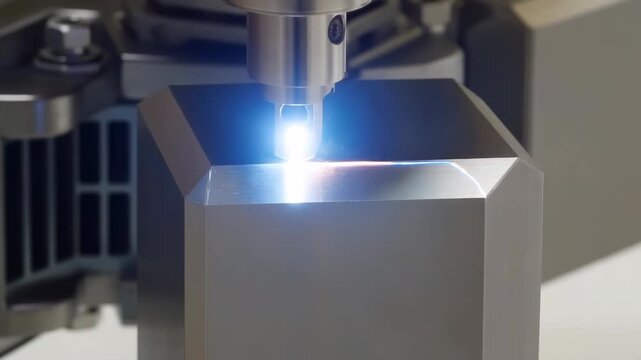 Precision Metal Welding Operation. CNC Robot Performing Detailed Plasma Welding On Metal Surface