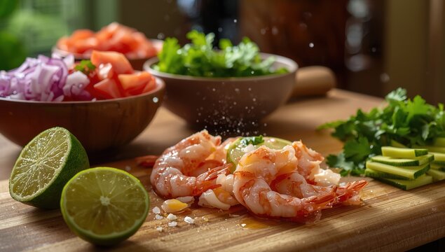 Ceviche, or cebiche, seviche, and sebiche, focuses on preparing shrimp and the necessary ingredients for this Latin American seafood recipe.
