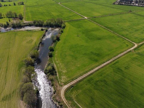 Aerial View Lambro River Peschiera Borromeo Milan Italy