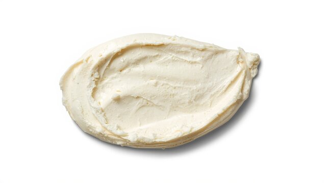 top view of fresh cream cheese on white background