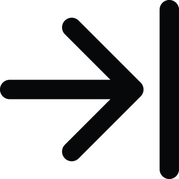 A bold rightward arrow pointing towards a vertical bar indicator
