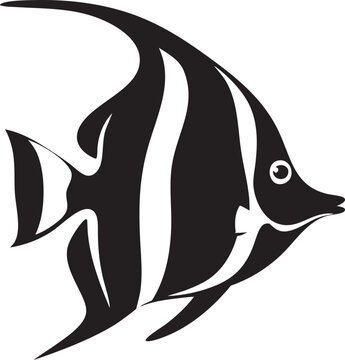 Stylized Angelfish Silhouette with Bold Stripes Underwater Marine Life Graphic Design