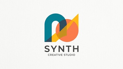 Obraz premium Graphic designer creates Synth Creative Studio logo with geometric shapes
