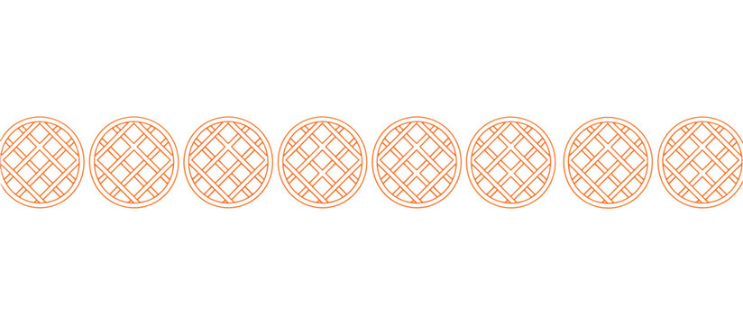 Lattice top pie crust line art border. Thanksgiving dessert outline illustration. Vector graphic isolated on transparent background