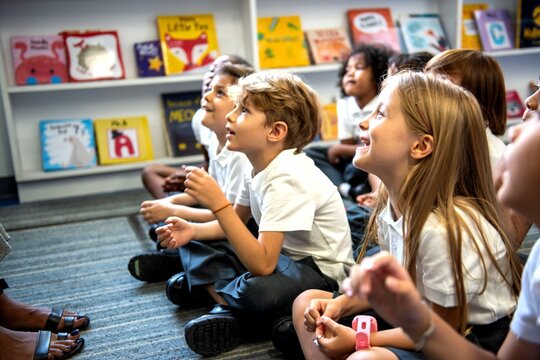 Children engaged in classroom learning.