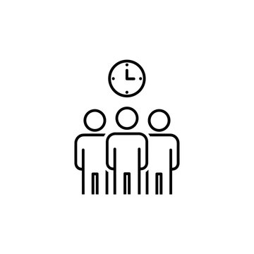 Group of people with clock icon, waiting time and queue concept isolated on transparent background