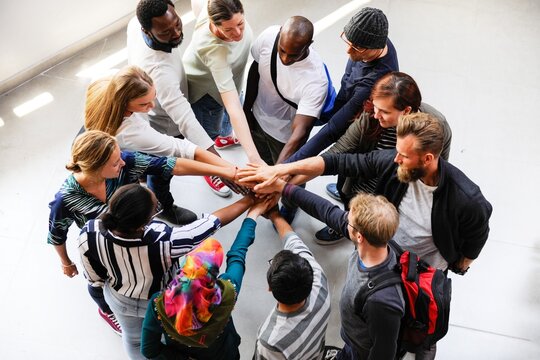 Diverse team unity circle photo