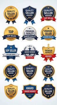 Collection of Quality Seller Badges and Awards for Business.