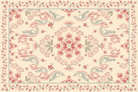 Vintage Arabic pattern.Persian colored carpet.Rich ornament for fabric design,handmade,interior decoration,textiles.Abstract design of persian carpet with geometric ornament.Moroccan style background.