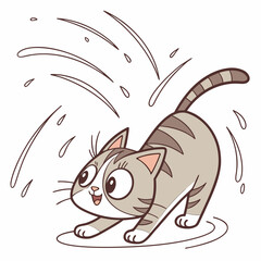 Cartoon cat in comedic shocked reaction pose © Marjan