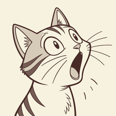 Cartoon tabby cat with surprised expression © Marjan
