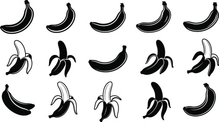 Black and white banana in various stages of ripeness and peeling bananas fruit © Graphic Shops