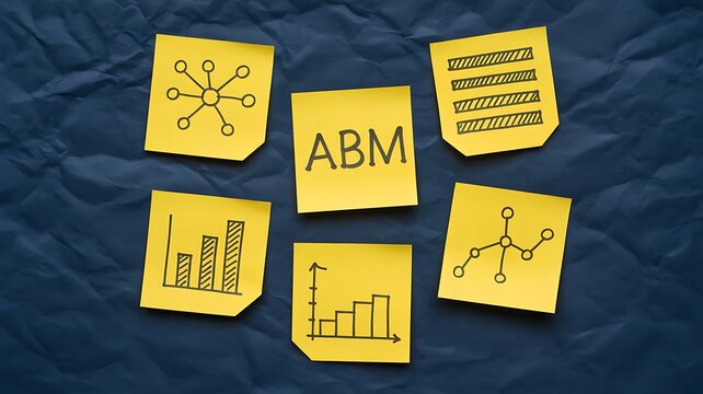 Account Based Marketing, ABM strategy, business growth, marketing analytics, yellow sticky notes