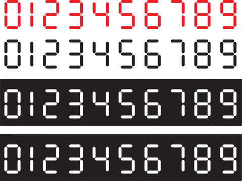 Digital Number Icon Set &ndash; Seven-Segment Display Variations