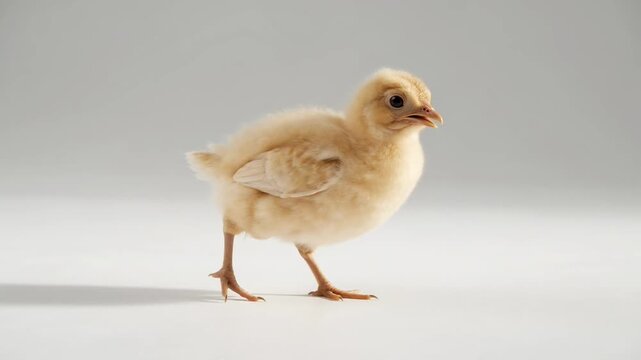 Cute Yellow Chick with Soft Feathers and Bright Eyes on White Background