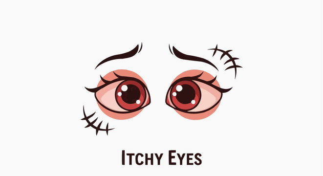 Allergy Icons Set &ndash; Allergic Reaction, Sneezing, Itchy Eyes, Rash, Swelling Vector Collection