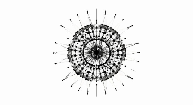 Intricate geometric mandala pattern with radiating lines on white background, abstract design