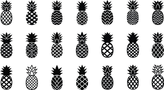 Black and white patterned pineapples patterns geometric patterns fruit