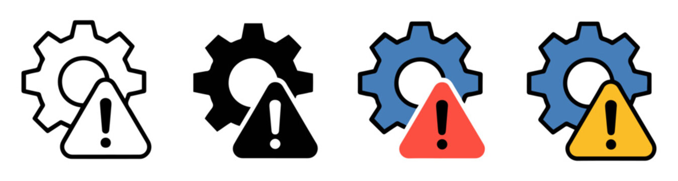 gear error warning malfunction icon set