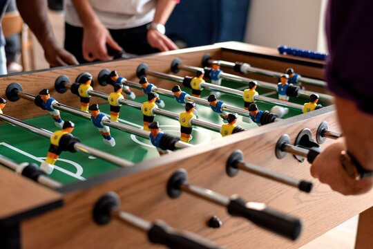 Exciting foosball game action photo