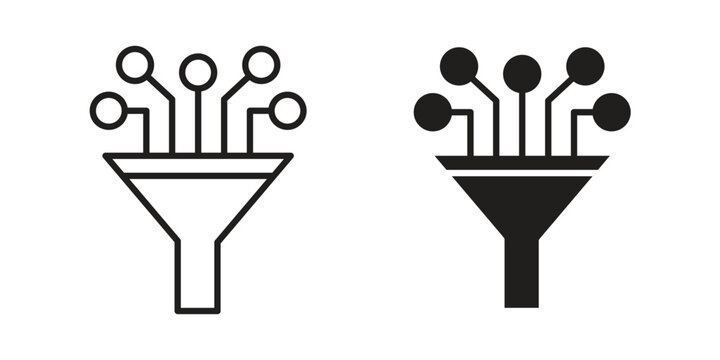 Funneling data icon design vector. Flat and line vector Icon Design