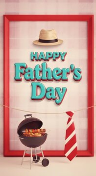 Festive father's day illustration with grill hat and tie.