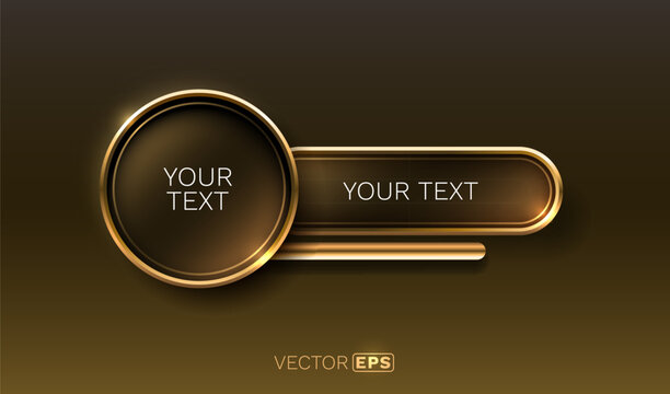 Elegant golden lower third banner template on a dark background. Modern luxury title frame with text placeholder.