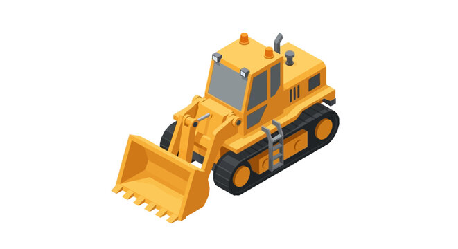 Yellow bulldozer with a front loader and tracks, conceptual illustration for construction and industry