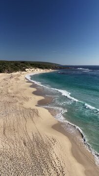 waves on the beach aerial videography Yallingup Beach Australia 4K