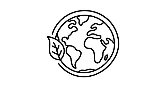 Eco-friendly globe illustration with a leaf symbolizing global sustainability and environmental stewardship