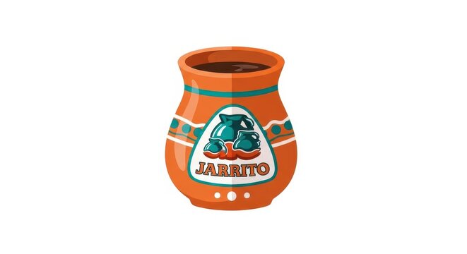 Jarrito soda clay pot on white background with green and white stripes advertising image beverage co