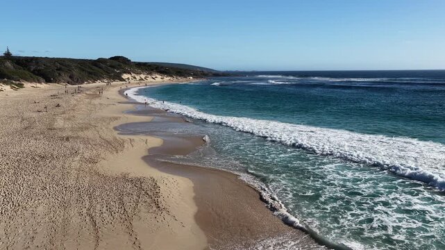 waves on the beach aerial videography Yallingup Beach Australia 4K