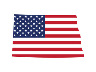 Obraz premium North Dakota map silhouette with American flag