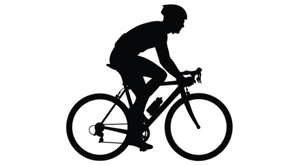 Obraz premium Silhouette of a cyclist riding a road bike against a white background