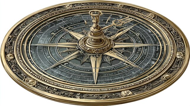 Detailed brass pirate compass