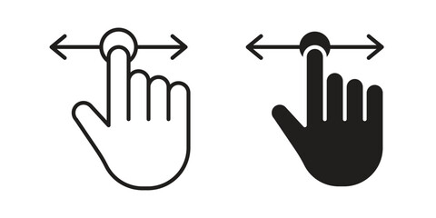 Fototapeta premium Push to slide right and left gesture icon design vector. Flat and line vector Icon Design