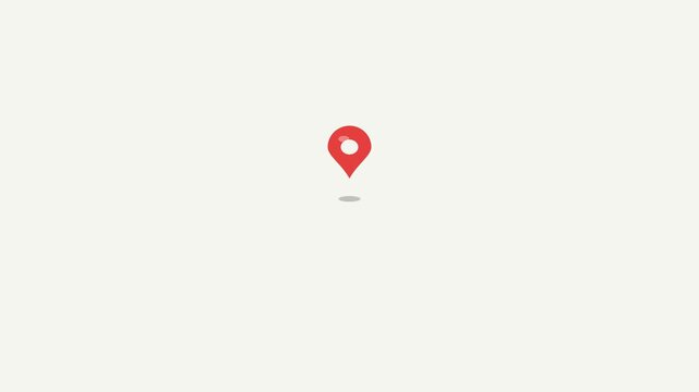 Minimalist Red Map Location Marker Icon Isolated on Light Background