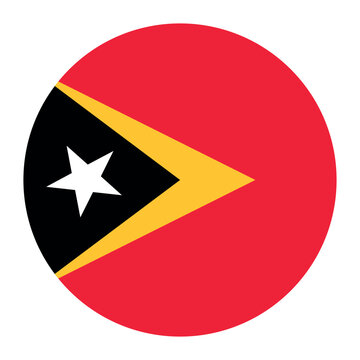 Round flag of East Timor icon isolated on white background.
