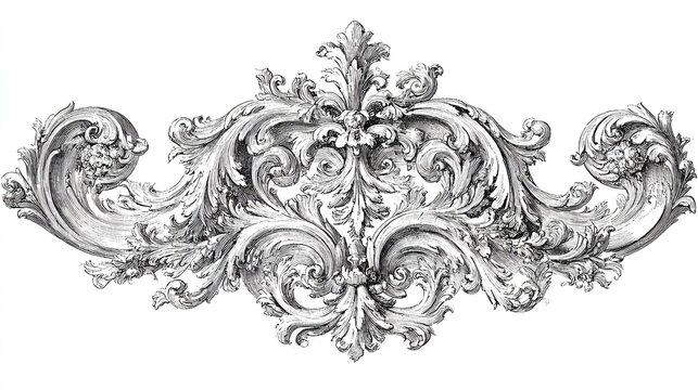 Victorian floral arabesque swirl composition