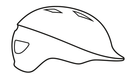 Fototapeta premium Linear vector illustration of a cycling helmet shown in a simple black and white style