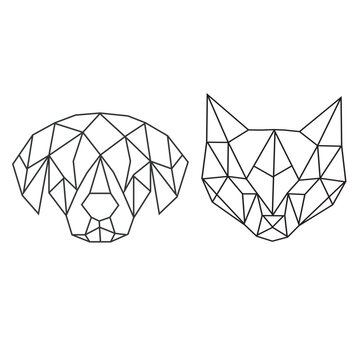 cat and dog logo design illustration