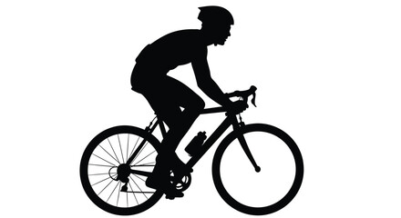 Naklejka premium Silhouette of a cyclist riding a road bike against a white background