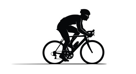 Naklejka premium Silhouette of a cyclist riding a road bike against a white background