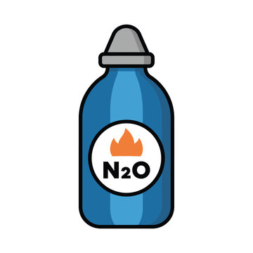 Illustration of a blue nitrous oxide gas cylinder.
