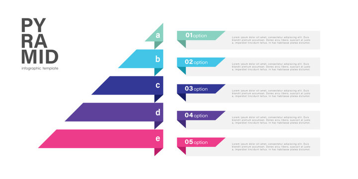 Infographic Pyramid, Triangle Chart, Timeline, Business 5 Steps to Success
