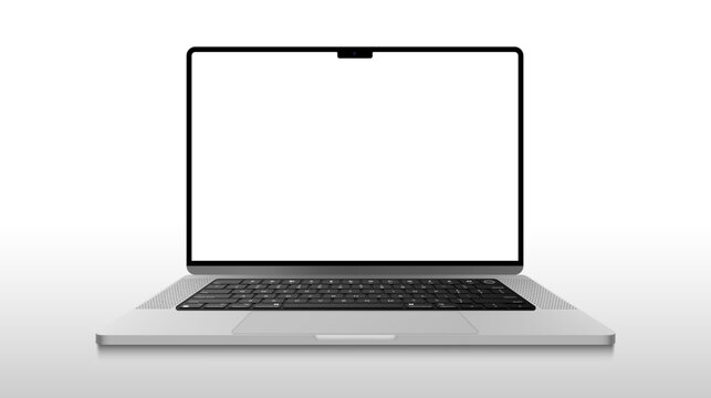 Laptop modern frameless with blank screen isolated on transparent background - super high detailed photorealistic esp 10 vector	