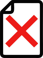 Obraz premium Document with red cross — rejection or error icon 
