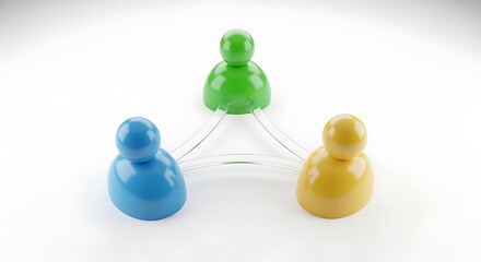 Obraz premium Vibrant colored spheres arranged in a triangular formation on a reflective surface