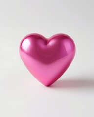 Obraz premium A close-up of a pink heart object, symbolizing love and affection. The glossy surface reflects the surrounding light