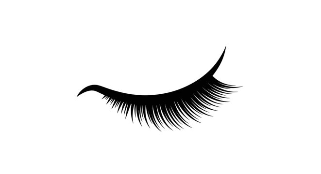 Elegant long black eyelashes beauty icon on white